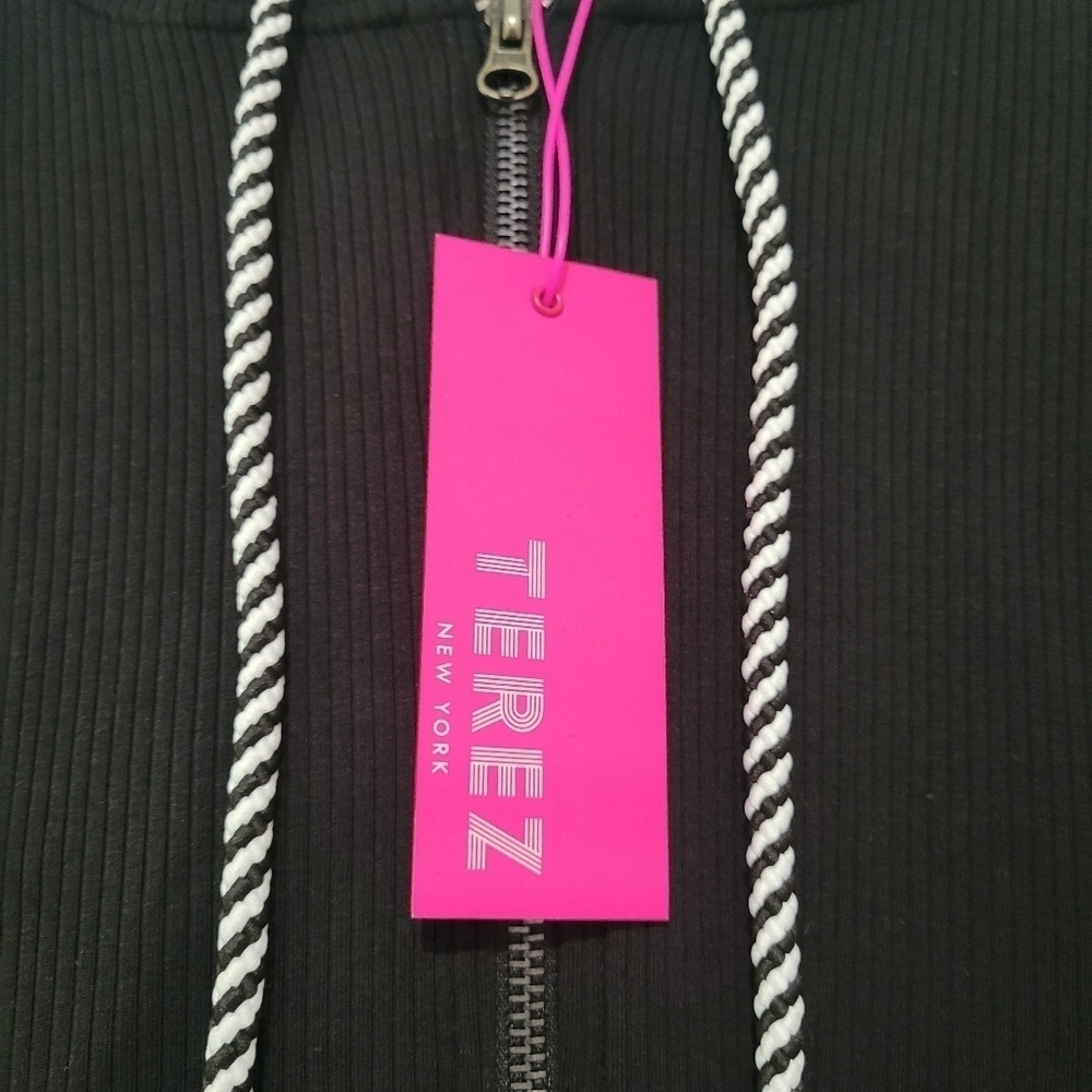 NWT Terez New York Ribbed Black Full Zip Hoodie, - M NWT - Picture 8 of 9